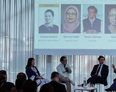 Yasmina Kazitani hosting a BGA panel with Animoca Brands.